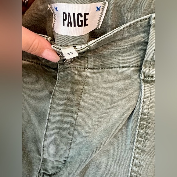 PAIGE Brooklyn Wide Leg Pant Olive Green size 33 - Picture 4 of 4